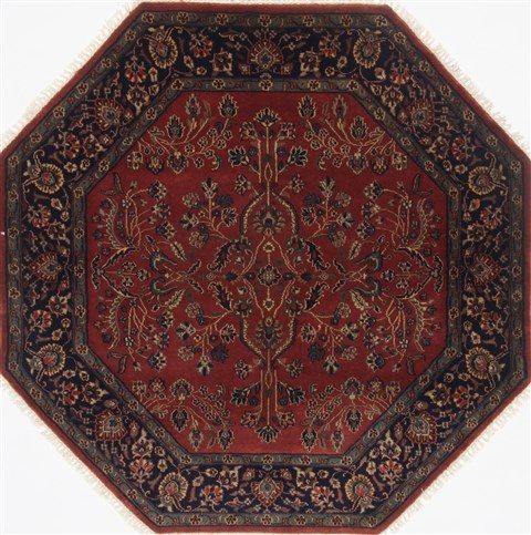 Sarouk Red Octagon Hand Knotted 50 X 50  Area Rug 250-23413 Image 0