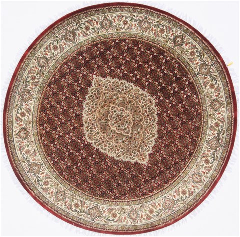 Kashmir Red Round Hand Knotted 51 X 51 Area Rug 250-23415 Image 0