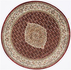 Indian Kashmir Red Round 5 to 6 ft Wool Carpet 23415