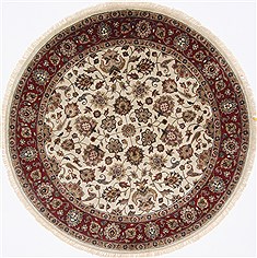 Indian Kashmar Beige Round 5 to 6 ft Wool Carpet 23428