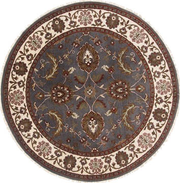 Indian Kashan Grey Round 5 to 6 ft Wool Carpet 23433