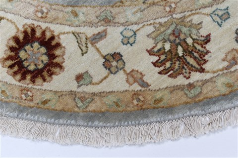 Chobi Grey Round Hand Knotted 411 X 411 Area Rug 250-23436 Image 5