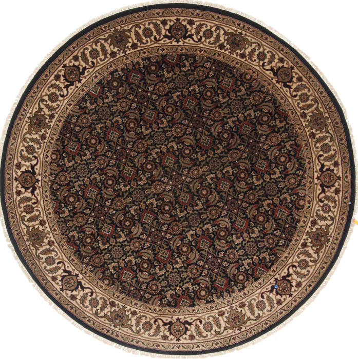 Herati Black Round Hand Knotted 50 X 50  Area Rug 250-23438 Image 0