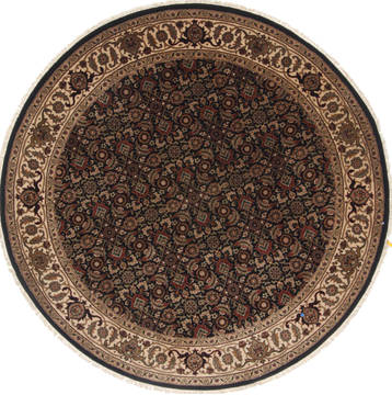 Indian Herati Black Round 5 to 6 ft Wool Carpet 23438