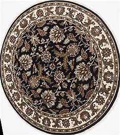Kashmar Black Round Hand Knotted 4'11" X 5'0"  Area Rug 250-23445