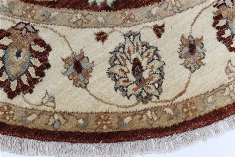 Chobi Brown Round Hand Knotted 50 X 50 Area Rug 250-23447 Image 3