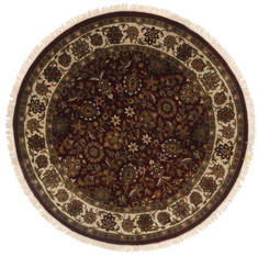 Tabriz Red Round Hand Knotted 4'11" X 4'11"  Area Rug 250-23451