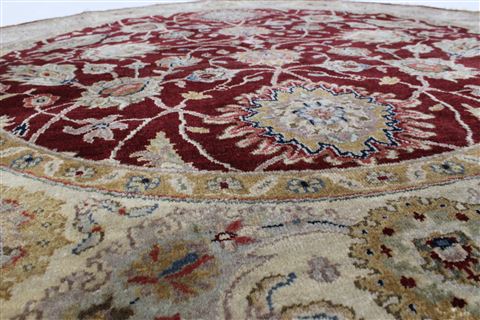 Semnan Red Round Hand Knotted 50 X 50 Area Rug 250-23454 Image 1