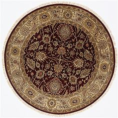 Semnan Red Round Hand Knotted 5'0" X 5'0"  Area Rug 250-23454