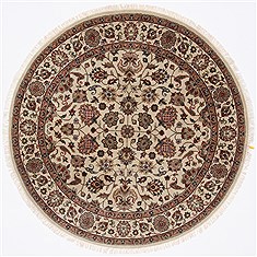 Indian Kashmar Beige Round 5 to 6 ft Wool Carpet 23460
