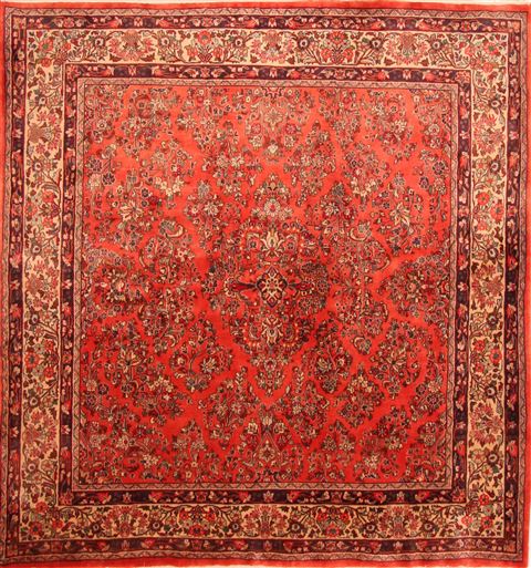 Sarouk Red Square Hand Knotted 70 X 72 Area Rug 100-23481 Image 0
