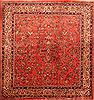 Sarouk Red Square Hand Knotted 70 X 72  Area Rug 100-23481 Thumb 0