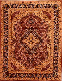 Romania Tabriz Brown Rectangle 7x9 ft Wool Carpet 23482