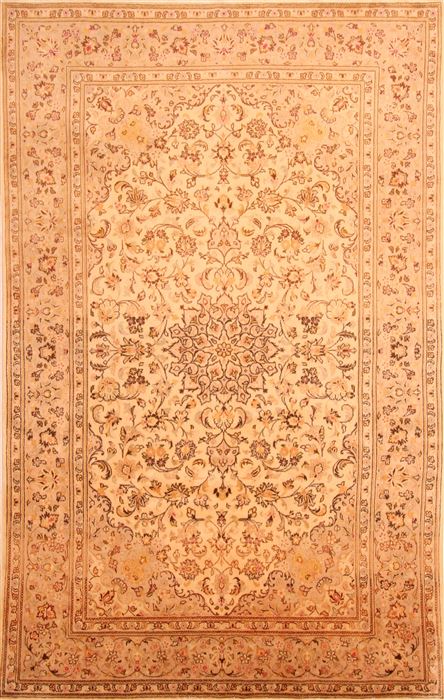 Kashan Beige Hand Knotted 65 X 100 Area Rug 100-23484 Image 0