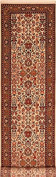 Romania sarouk Beige Runner 10 to 12 ft Wool Carpet 23492