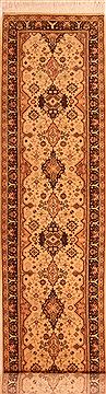 Sarouk Beige Runner Hand Knotted 2'4" X 10'5"  Area Rug 100-23493
