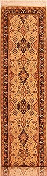 Sarouk Beige Runner Hand Knotted 2'4" X 10'5"  Area Rug 100-23493