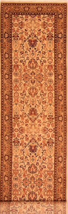 Sarouk Beige Runner Hand Knotted 27 X 102 Area Rug 100-23494 Image 0