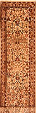 Sarouk Beige Runner Hand Knotted 2'7" X 10'2"  Area Rug 100-23494