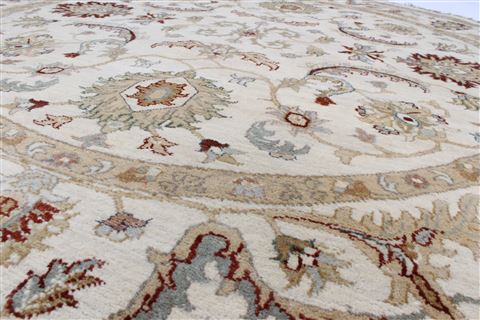 Chobi Beige Round Hand Knotted 510 X 510 Area Rug 250-23504 Image 1