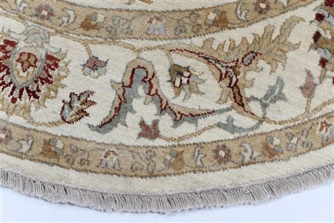 Chobi Beige Round Hand Knotted 510 X 510 Area Rug 250-23504 Image 2
