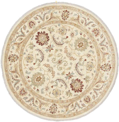 Chobi Beige Round Hand Knotted 510 X 510 Area Rug 250-23504 Image 0