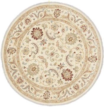 Pakistani Chobi Beige Round 5 to 6 ft Wool Carpet 23504