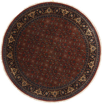 Indian Herati Brown Round 5 to 6 ft Wool Carpet 23505