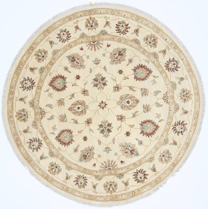 Ziegler Beige Round Hand Knotted 60 X 61  Area Rug 250-23506 Image 0