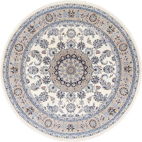 Nain White Round Hand Knotted 60 X 60  Area Rug 250-23510 Image 0