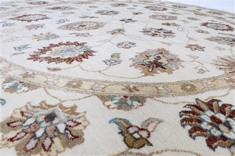 Pishavar Beige Round Hand Knotted 511 X 611 Area Rug 250-23521 Image 1