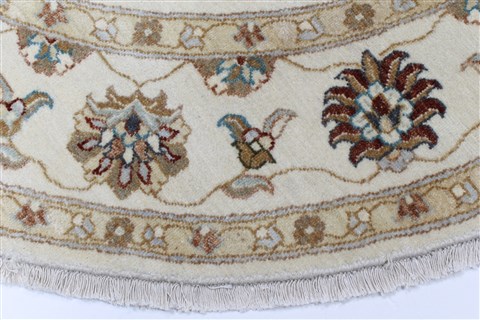 Pishavar Beige Round Hand Knotted 511 X 611 Area Rug 250-23521 Image 2