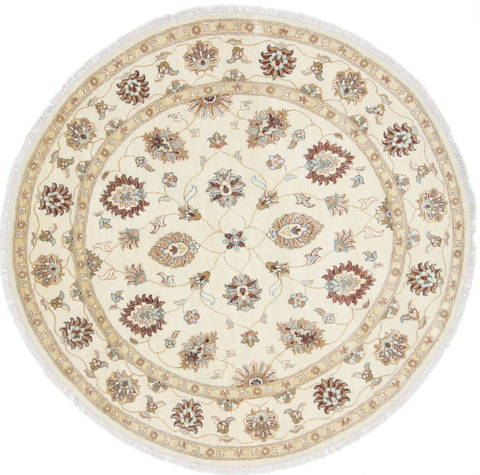 Pishavar Beige Round Hand Knotted 511 X 611 Area Rug 250-23521 Image 0