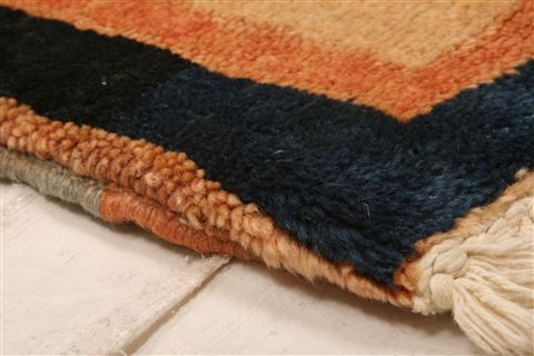 Gabbeh Beige Runner Hand Knotted 27 X 97 Area Rug 100-23522 Image 1