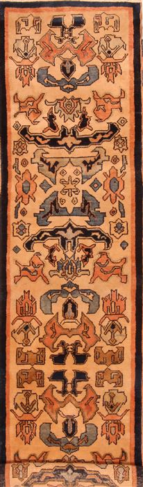 Gabbeh Beige Runner Hand Knotted 27 X 97 Area Rug 100-23522 Image 0