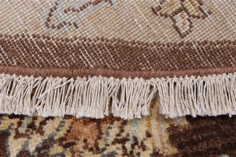 Chobi Brown Round Hand Knotted 60 X 61 Area Rug 250-23523 Image 1