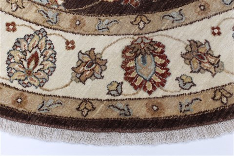 Chobi Brown Round Hand Knotted 60 X 61 Area Rug 250-23523 Image 3