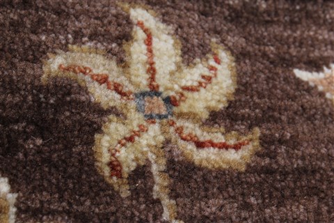 Chobi Brown Round Hand Knotted 60 X 61 Area Rug 250-23523 Image 6