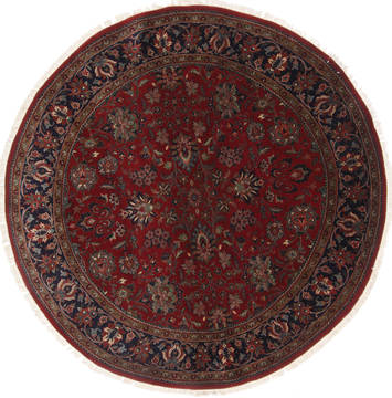 Indian Kashan Red Round 5 to 6 ft Wool Carpet 23529