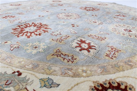 Ziegler Grey Round Hand Knotted 60 X 60 Area Rug 250-23535 Image 1