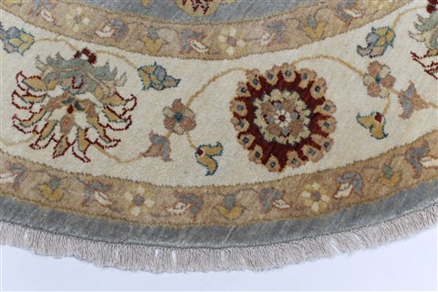 Ziegler Grey Round Hand Knotted 60 X 60 Area Rug 250-23535 Image 3
