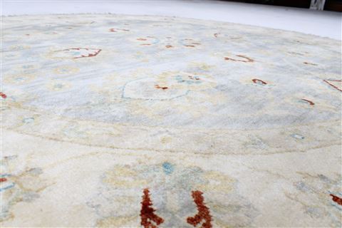 Chobi Grey Round Hand Knotted 60 X 60 Area Rug 250-23539 Image 3