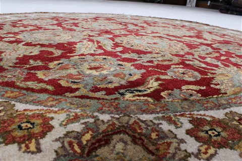 Kashan Red Round Hand Knotted 61 X 62 Area Rug 250-23541 Image 1