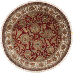 Indian Kashan Red Round 5 to 6 ft Wool Carpet 23541