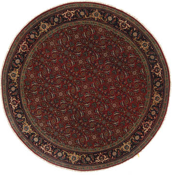 Indian Herati Red Round 5 to 6 ft Wool Carpet 23545