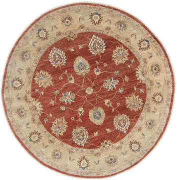 Chobi Brown Round Hand Knotted 6'0" X 6'0"  Area Rug 250-23546