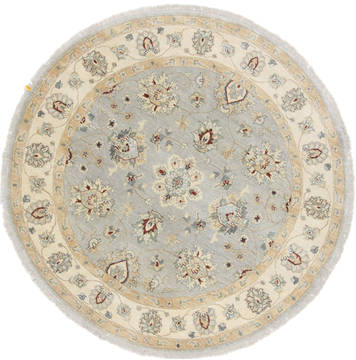 Pakistani Chobi Grey Round 5 to 6 ft Wool Carpet 23552