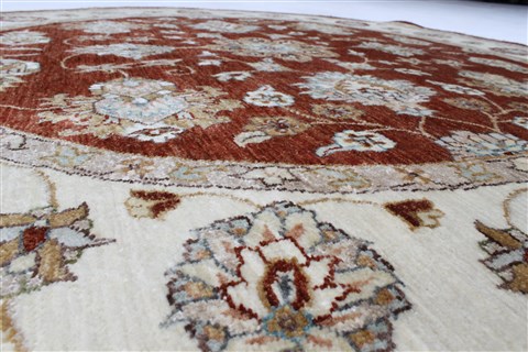 Chobi Brown Round Hand Knotted 61 X 61 Area Rug 250-23555 Image 2