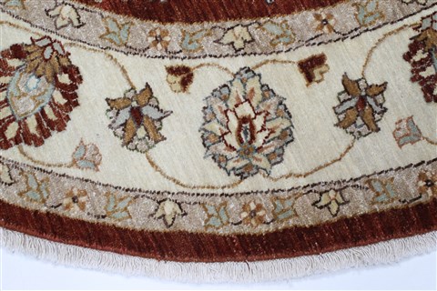 Chobi Brown Round Hand Knotted 61 X 61 Area Rug 250-23555 Image 3