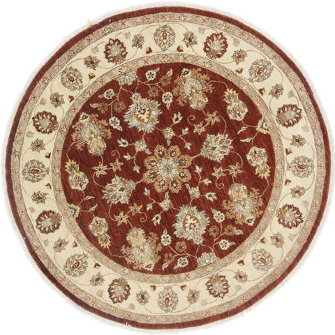 Chobi Brown Round Hand Knotted 61 X 61 Area Rug 250-23555 Image 0